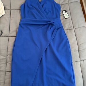 Guess Blue Sheath Midi Dress V-neck Sleeveless